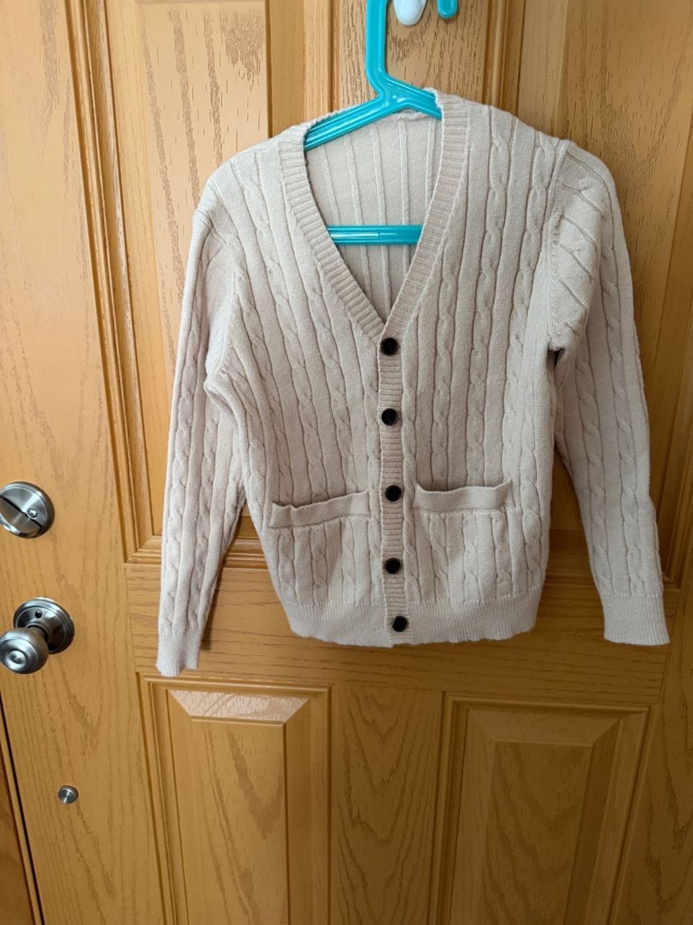 Boys Neutral Cable Knit Button Cardigan